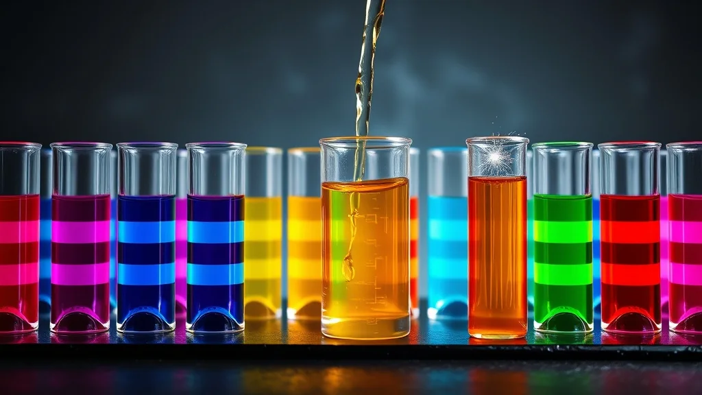 Water Sort concept artwork: glowing tubes of brightly coloured liquids
