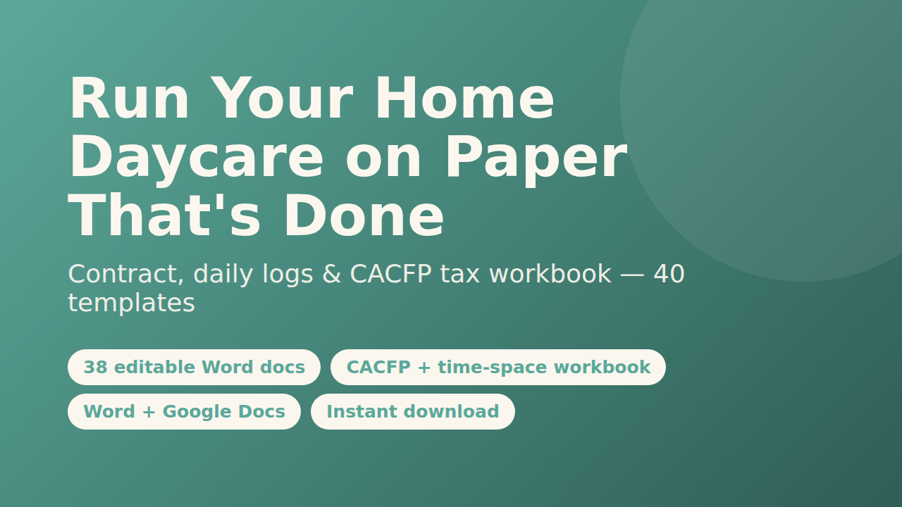 Home Daycare Forms Bundle (40 Editable Templates)