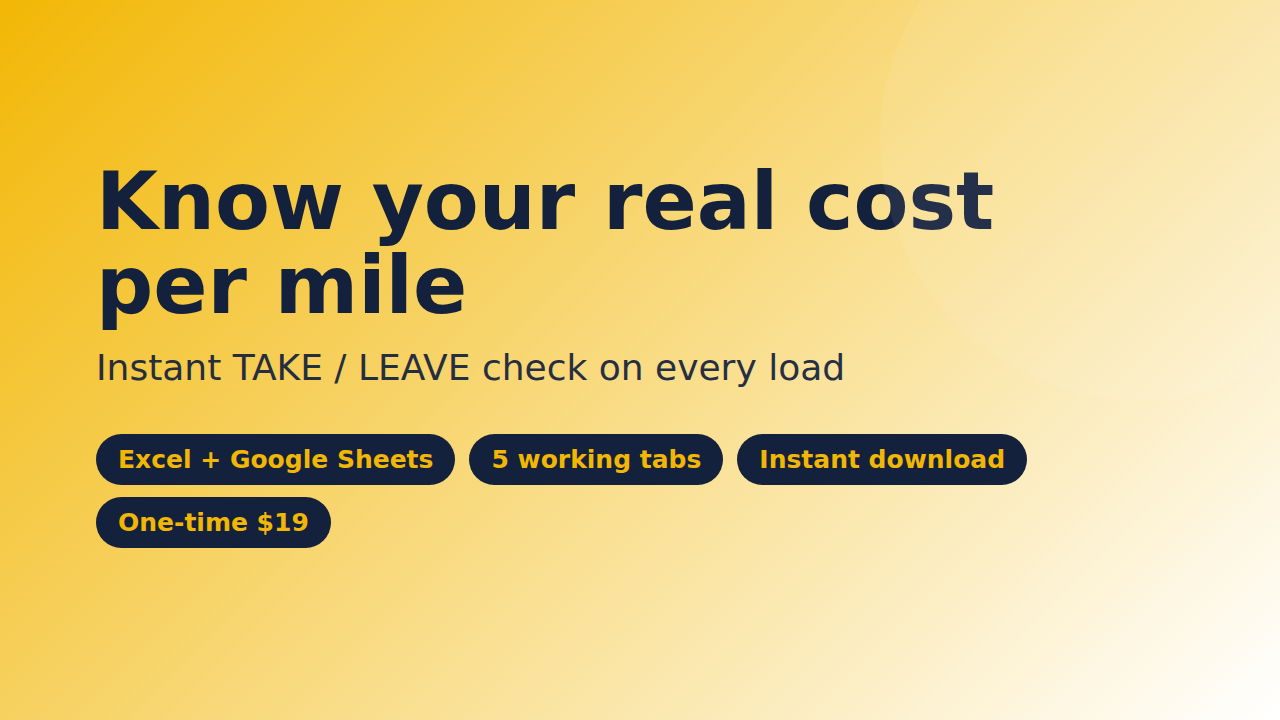 Owner Operator Cost Per Mile Calculator (Excel)