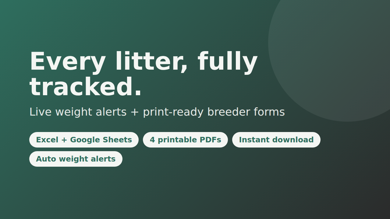 Whelping Chart & Puppy Weight Tracker (Excel + PDF)