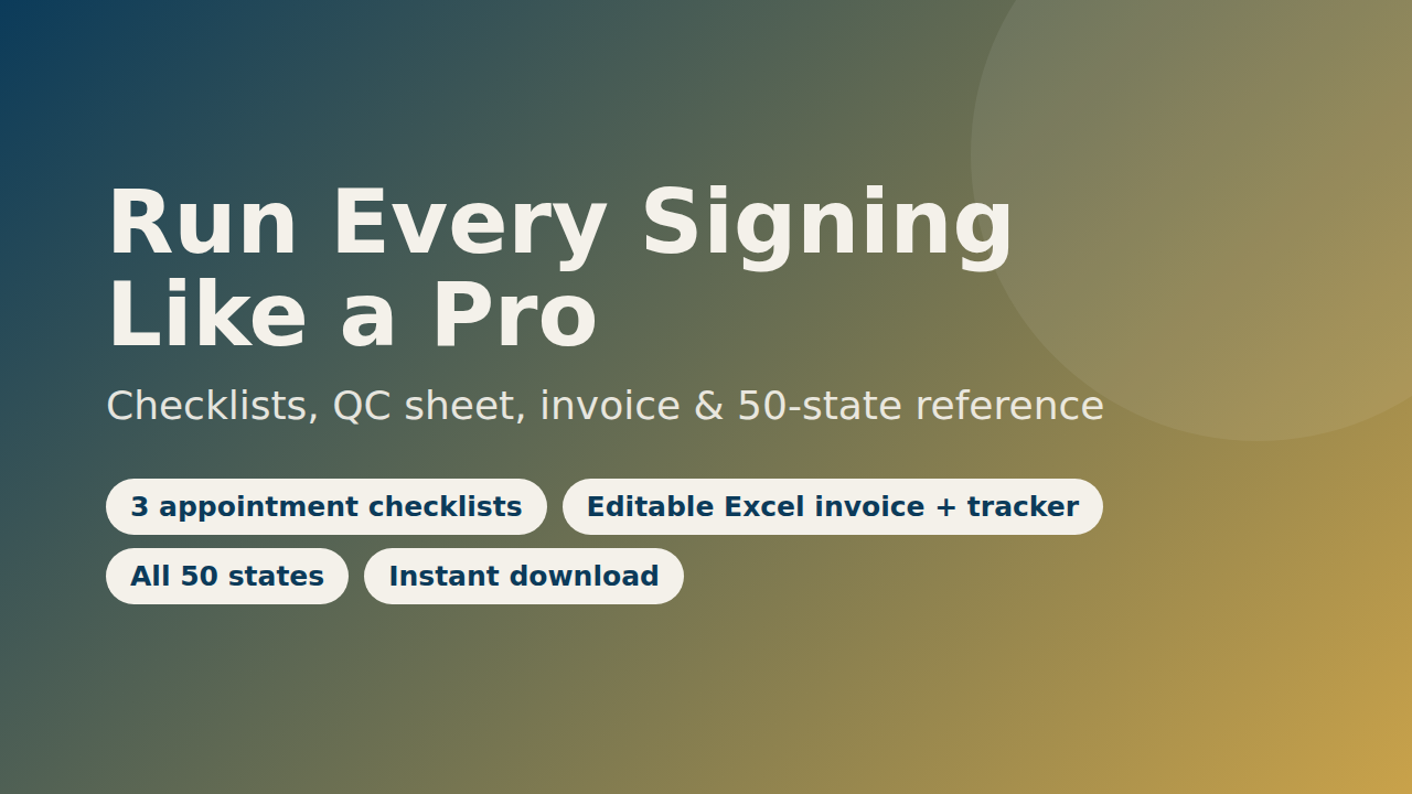 Loan Signing Agent Starter Kit (Notary Forms + Tracker)