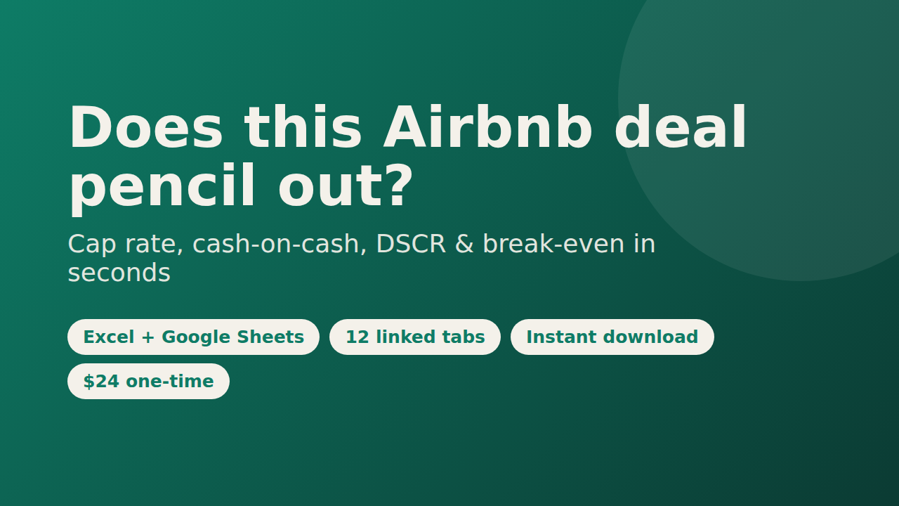 Airbnb STR Deal Analyzer Spreadsheet (Excel/Sheets)